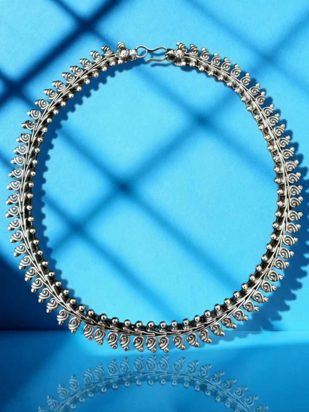 Vintage Sterling Silver Ethnic Choker Necklace
